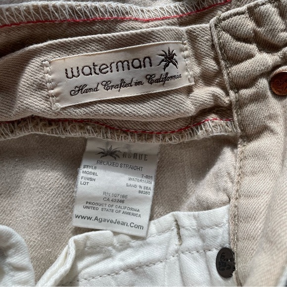 Avage Denim Beige Waterman Jeans Size 32 - Picture 11 of 12